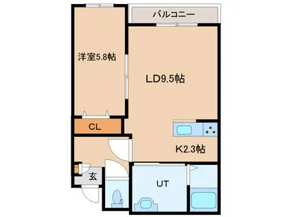 EARENDEL港町エアレンデルミナトチョウ(1LDK/2階)の間取り写真