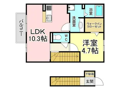 オレンジハウス(1LDK/2階)の間取り写真