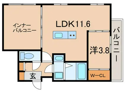 MICAELENOKURAKUEN(1LDK/3階)の間取り写真