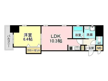 デザイナープリンセス・リバーサイド(1LDK/7階)の間取り写真