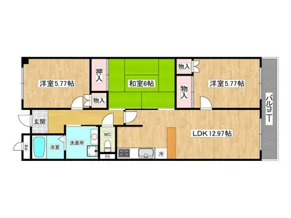 ボンスタート(3LDK/4階)の間取り写真