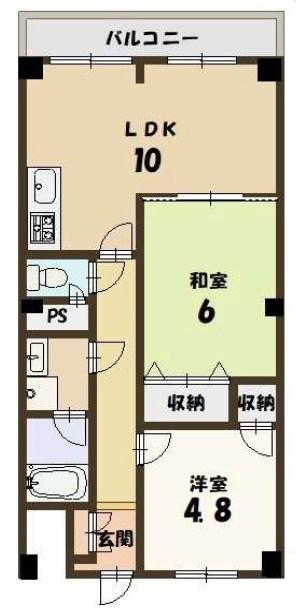 安井マンション(2LDK/1階)の間取り写真