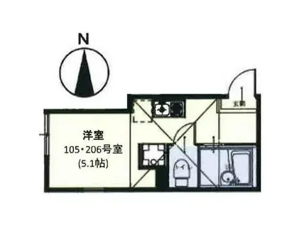 プライムテラス東海大学前III(ワンルーム/1階)の間取り写真