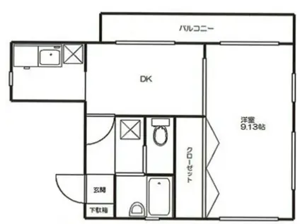 安本ビル(1DK/4階)の間取り写真