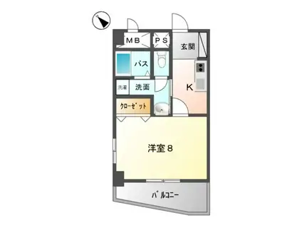 グロース・バウム(1K/3階)の間取り写真