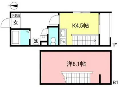 クレセントパーク(1DK/B1階)の間取り写真