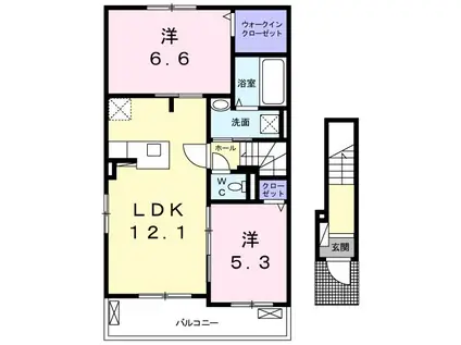 サン・フィオーレI(2LDK/2階)の間取り写真