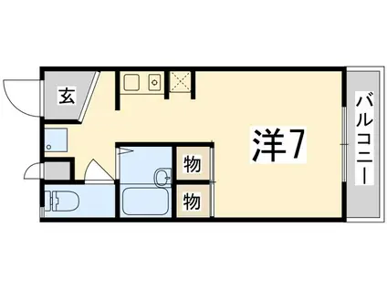リバーハイツ(ワンルーム/3階)の間取り写真