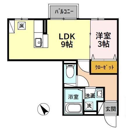BESTHOUSE C(1LDK/1階)の間取り写真