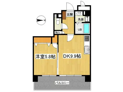 7TH マグノリア(1DK/7階)の間取り写真