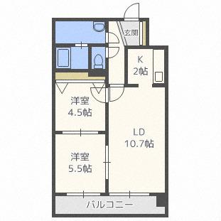 グランデルシャン34(2LDK/3階)の間取り写真