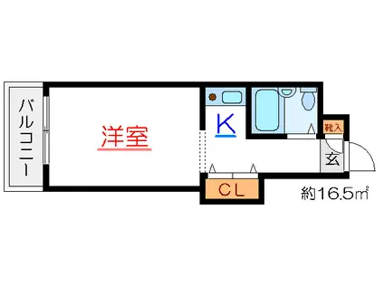 ウインベル亀戸(ワンルーム/2階)の間取り写真