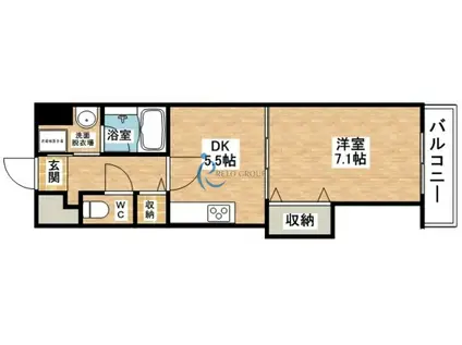 ラヴェニール(1DK/7階)の間取り写真