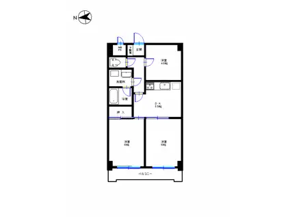 ダイアパレスステーションプラザ青梅(3DK/6階)の間取り写真