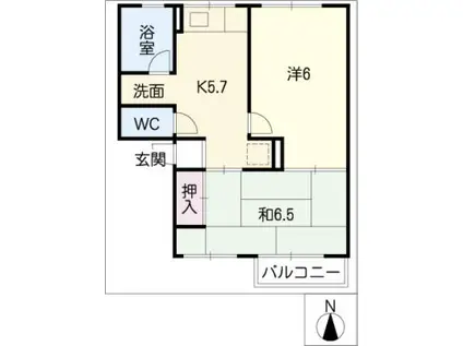 エステイト山本(2K/2階)の間取り写真