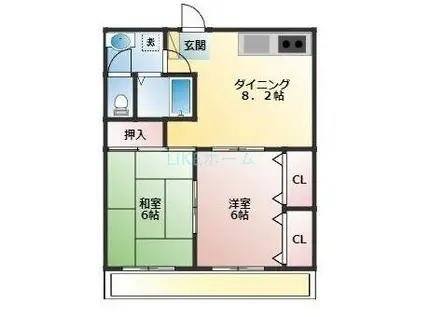 シャトルOMI(2DK/4階)の間取り写真