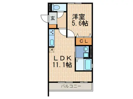 PUREOLIVE(1LDK/1階)の間取り写真