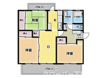 京都東山406棟(3DK/2階)の間取り写真