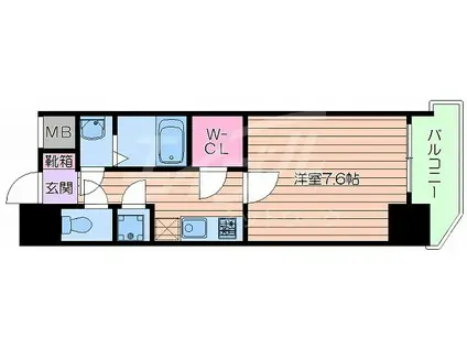 スペーシア江坂広芝町(1K/6階)の間取り写真