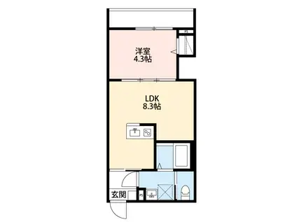 ROBOT HOMEお花茶屋II(1LDK/2階)の間取り写真