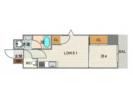 トーシンイーストビル(1LDK/2階)の間取り写真