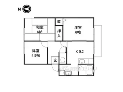 サンコート新大宮B(3K/2階)の間取り写真