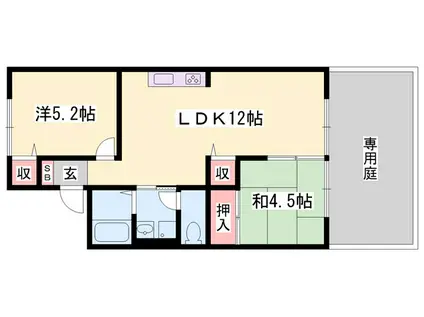 アイネス B棟(2LDK/1階)の間取り写真