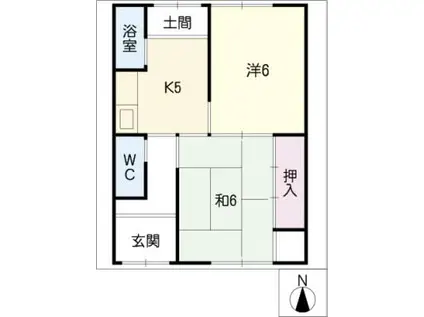 万半荘(2K/1階)の間取り写真