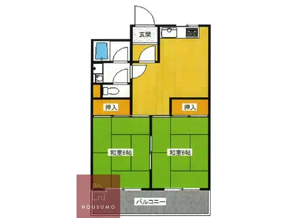 サン三国マンション(2LDK/1階)の間取り写真