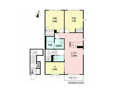 リバティ三川(2SLDK/2階)の間取り写真