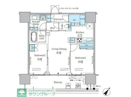 HARUMI FLAG PORT VILLAGE A棟(2LDK/6階)の間取り写真