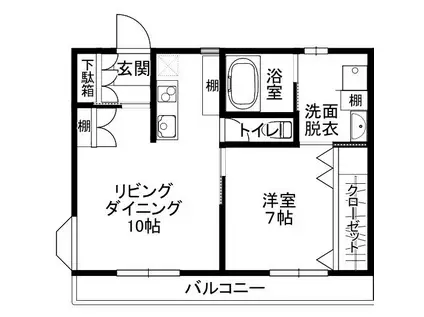 ハウス東(1LDK/2階)の間取り写真