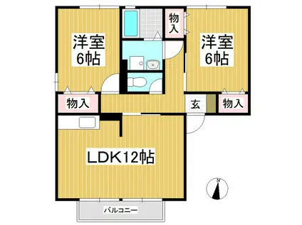 アプリコートくいせけ A(2LDK/1階)の間取り写真