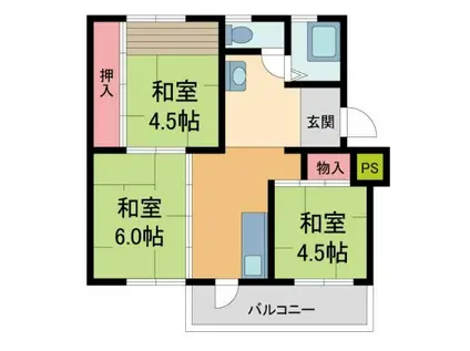 宝梅園3号棟(3K/1階)の間取り写真