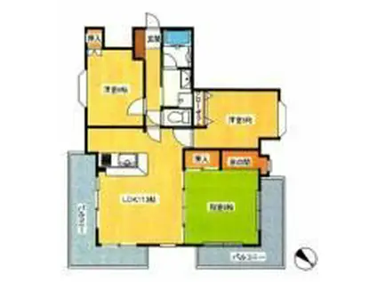 ナビオ水前寺(3LDK/7階)の間取り写真