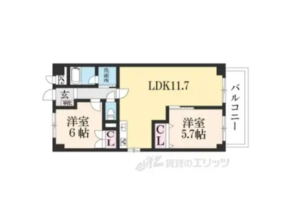 マノワール内貴(2LDK/2階)の間取り写真