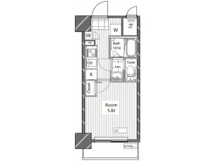 オーシャンハイツ(ワンルーム/5階)の間取り写真