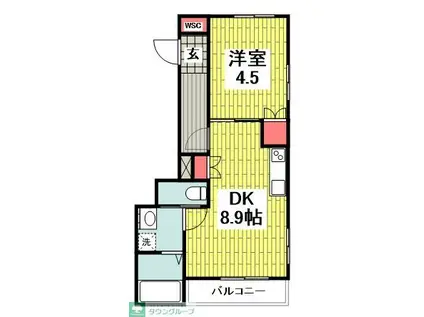 AZUL(1DK/1階)の間取り写真