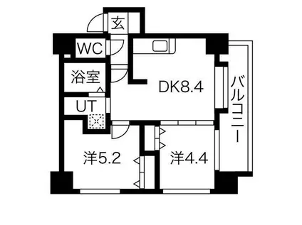 クラッセ琴似ステーション(2DK/3階)の間取り写真