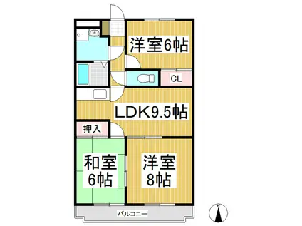 ソレイユ三本柳(3DK/3階)の間取り写真