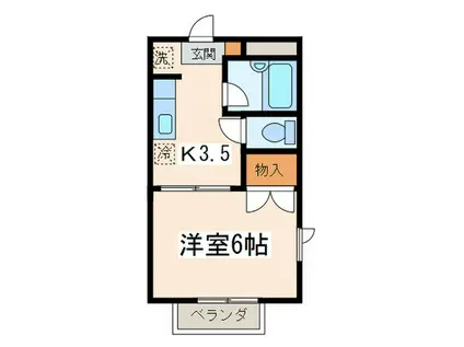 ルミエール B(1K/1階)の間取り写真