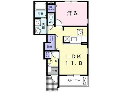 クローヴB棟(1LDK/1階)の間取り写真