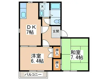 エスコートグリーンB棟(2DK/2階)の間取り写真