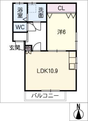 トリイハウス(1LDK/1階)の間取り写真