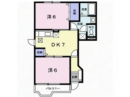 クレスト-ルフォンテ-ヌ(2DK/1階)の間取り写真