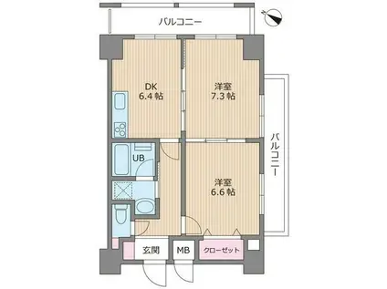 アルステージ武蔵小杉II(2DK/3階)の間取り写真