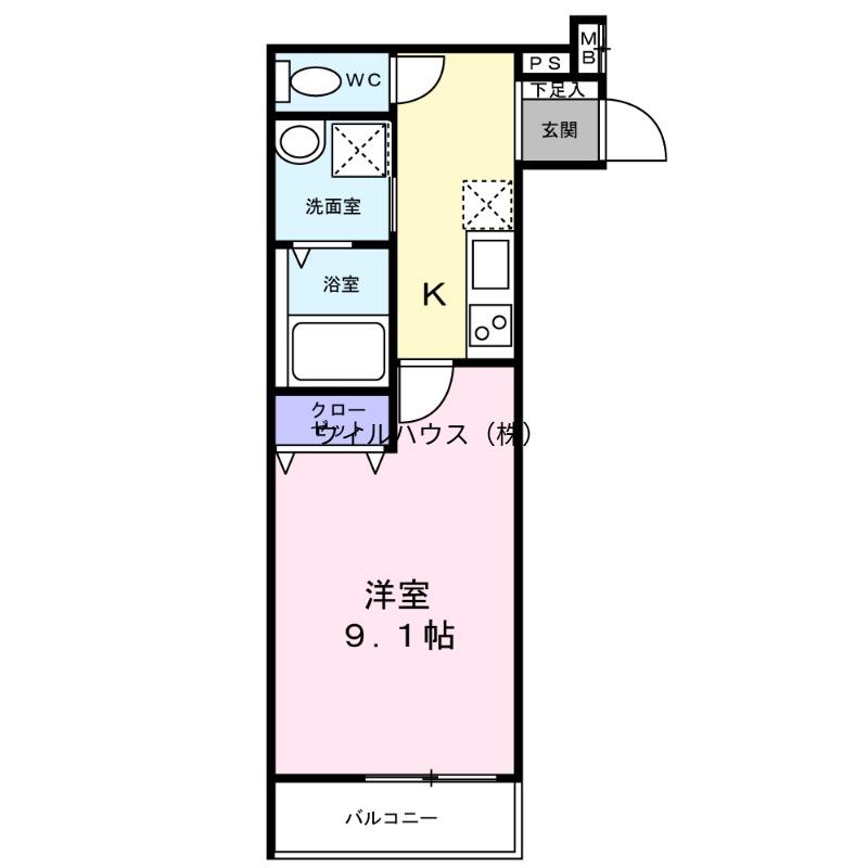 フジパレス西湊2番館(1K/1階)の間取り写真