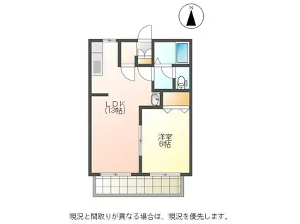 リバティーシーマI(1LDK/1階)の間取り写真