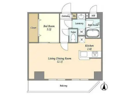 アルファコート下赤塚(1LDK/4階)の間取り写真