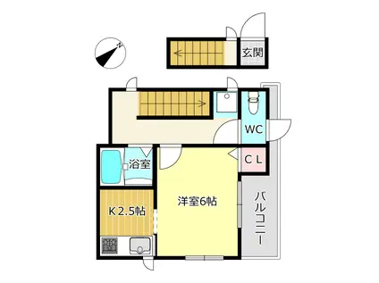 サングレースI(1K/2階)の間取り写真